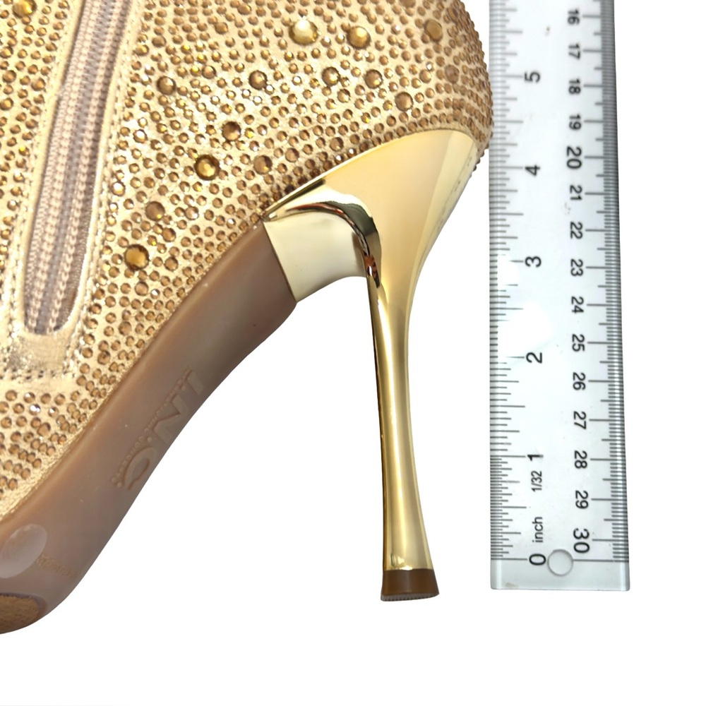 INC Saveria 5 Gold Bling Rhinestone Tall Over-The-Knee Boots 7.5 New - Picture 8 of 12
